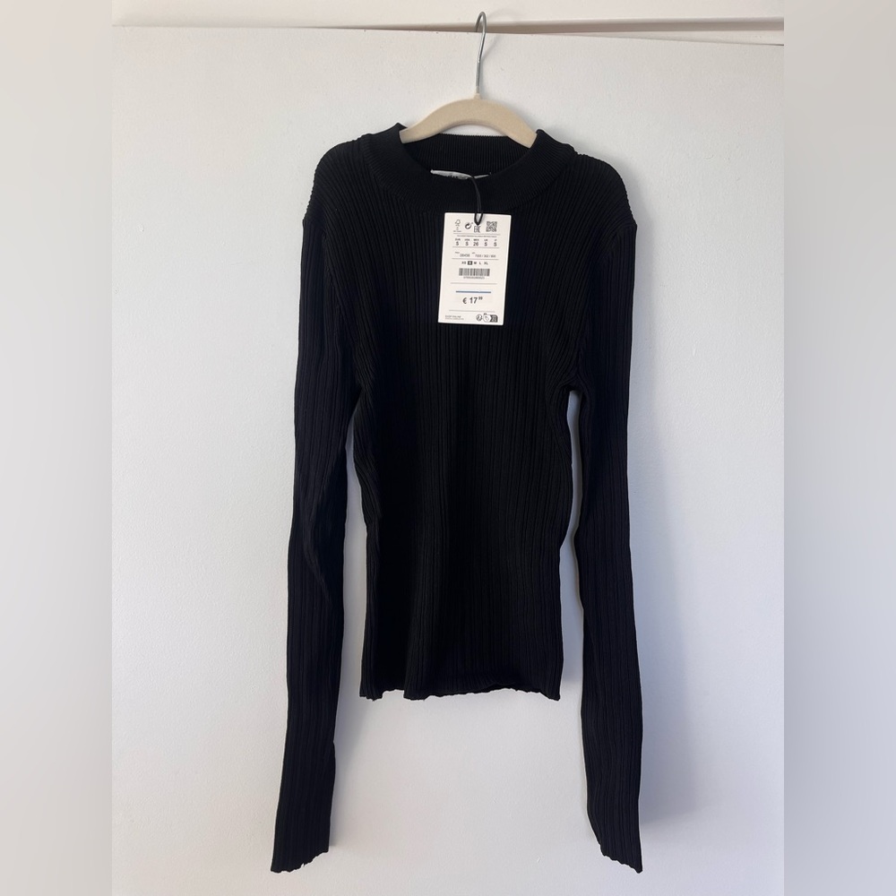 PULL&BEAR Black Ribbed Long sleeve